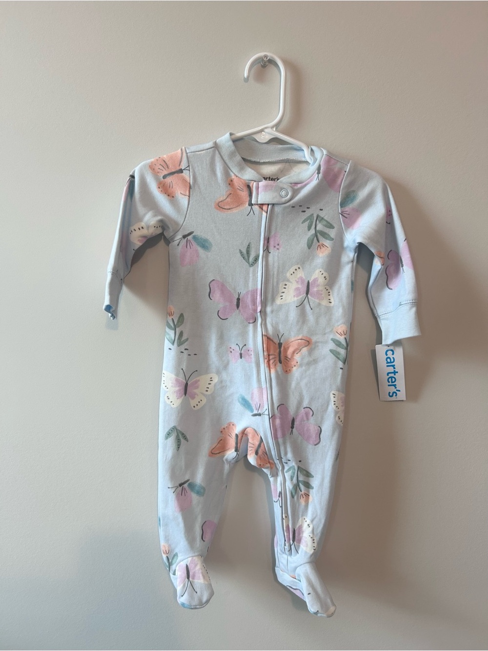 Carter's Pastel Butterfly Light Blue Footed One-Piece
